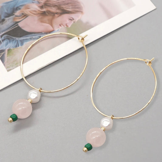 Boho Drop Pearl Earring Hanging Natural Stone Earrings Affordable Fashion Dubbai Gold