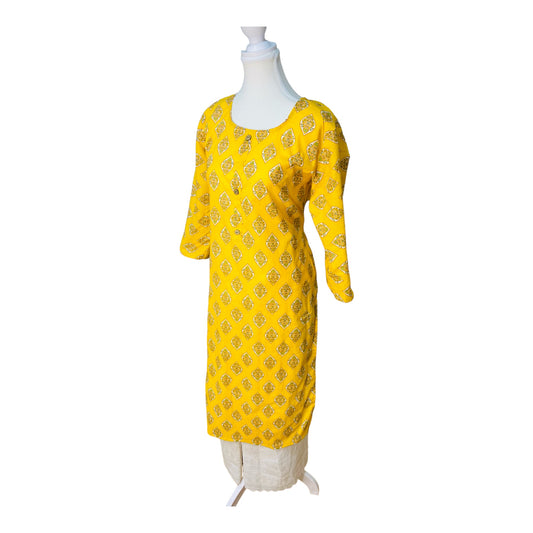 Yellow Cotton Kurti Affordable Fashion