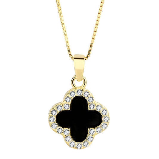 18K gold plated Stainless steel  Four-leaf clover necklace, Dubbai Gold Affordable Fashion