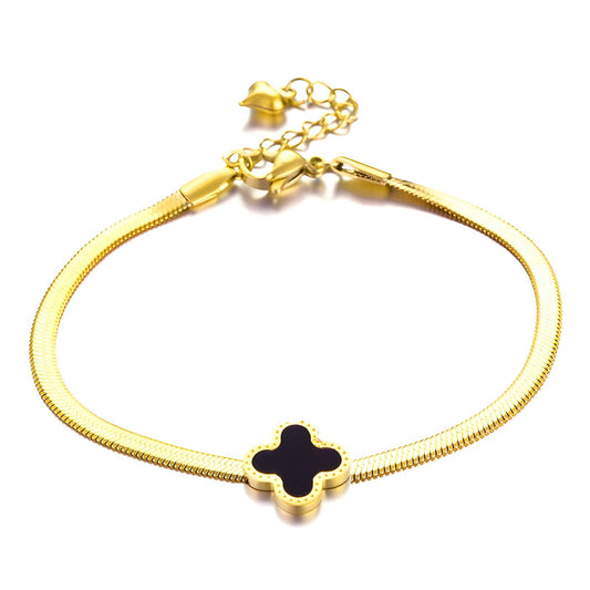 18K gold plated Stainless steel  Four-leaf clover bracelet, Dubbai Gold Affordable Fashion