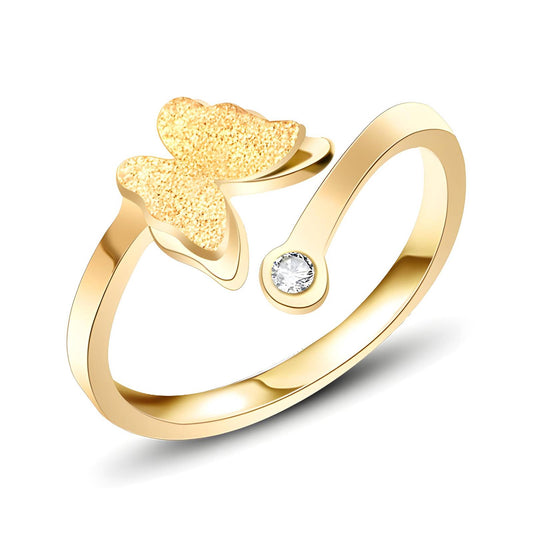 18K gold plated Stainless steel  Butterfly finger ring, Dubbai Gold Affordable Fashion