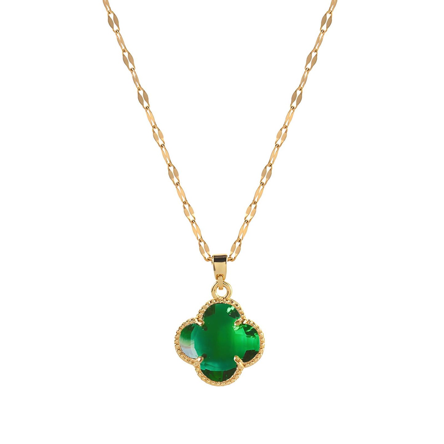 18K gold plated Stainless steel  Four-leaf clover necklace, Dubbai Gold Affordable Fashion